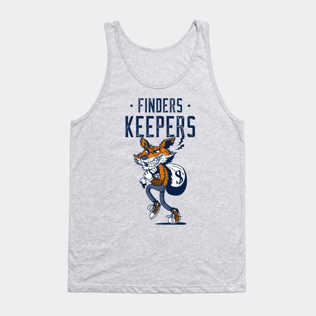 Finders Keepers / Funny Fox Burglar Design / Cartoon Style Fox Robbing the Bank Graphic Tank Top by Redboy